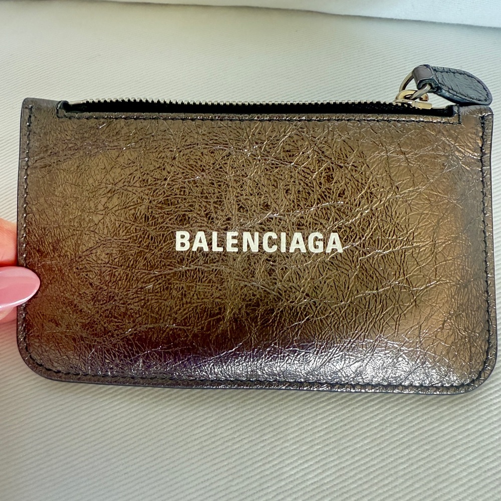 Balenciaga Shimmering Metallic Card Holder